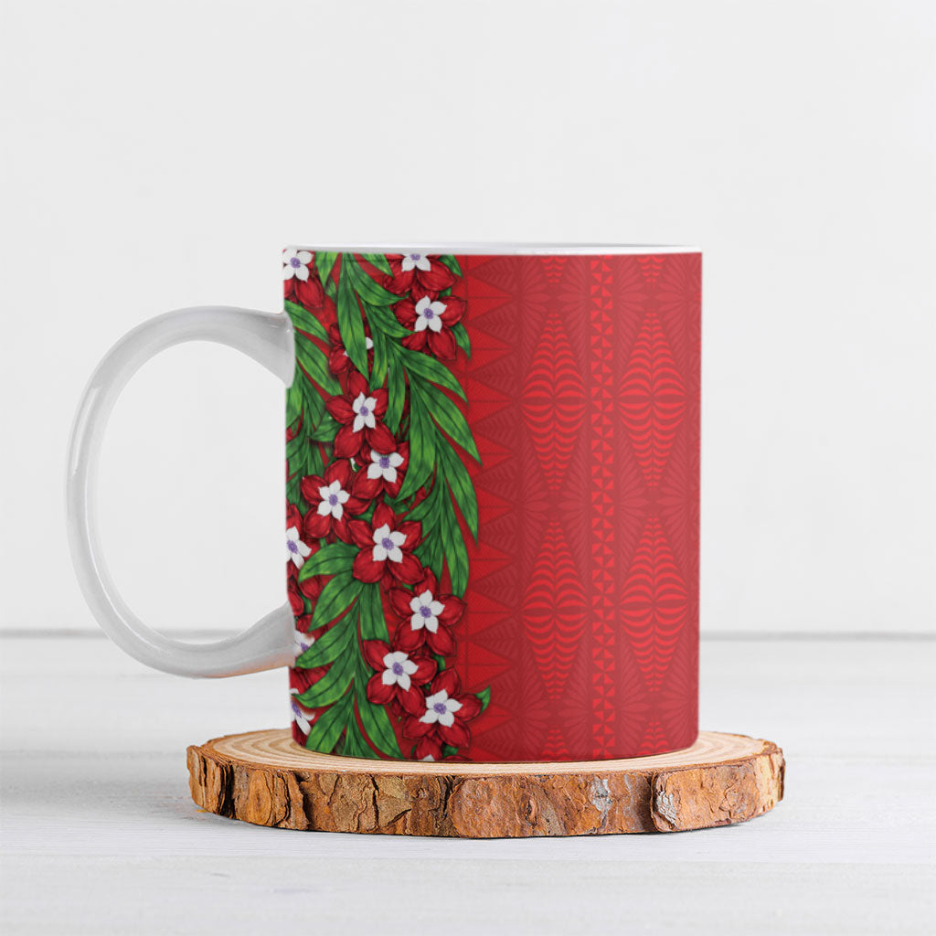 Tonga Language Week Ceramic Mug Heilala Floral Red LT05 Red - Polynesian Pride
