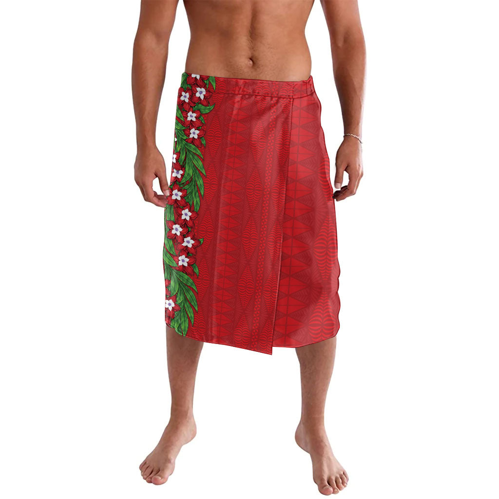 Tonga Language Week Lavalava Heilala Floral Red LT05 Red - Polynesian Pride