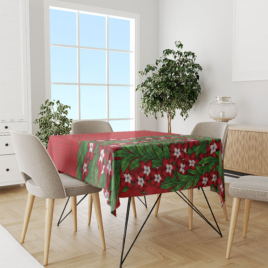 Tonga Language Week Tablecloth Heilala Floral Red LT05 - Polynesian Pride
