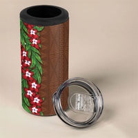Tonga Language Week 4 in 1 Can Cooler Tumbler Heilala Floral Brown LT05 - Polynesian Pride