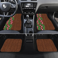 Tonga Language Week Car Mats Heilala Floral Brown LT05 Set 4pcs Brown - Polynesian Pride