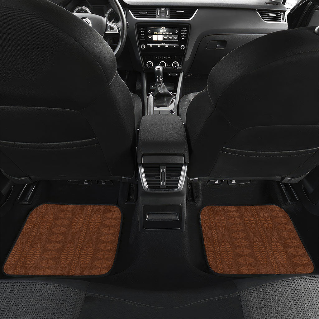 Tonga Language Week Car Mats Heilala Floral Brown LT05 Set 2pcs - Back Brown - Polynesian Pride