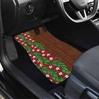 Tonga Language Week Car Mats Heilala Floral Brown LT05 - Polynesian Pride
