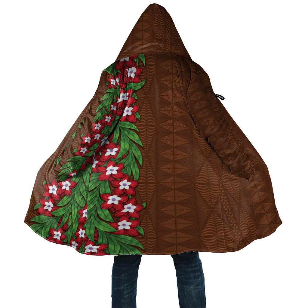 Tonga Language Week Cloak Heilala Floral Brown LT05 Unisex Brown - Polynesian Pride