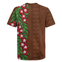 Tonga Language Week Rugby Jersey Heilala Floral Brown LT05 - Polynesian Pride