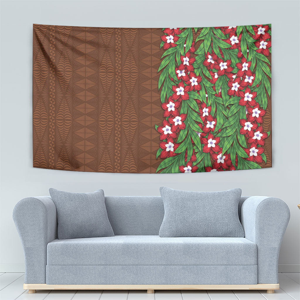 Tonga Language Week Tapestry Heilala Floral Brown LT05 - Polynesian Pride
