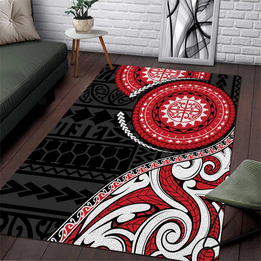 New Zealand Red Maori Koru Simple Style Area Rug LT05 Red - Polynesian Pride