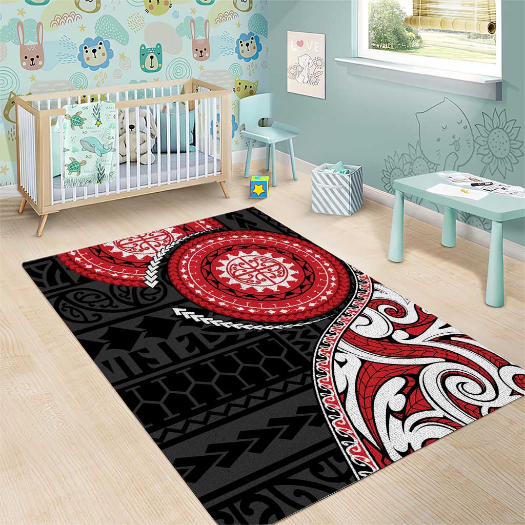 New Zealand Red Maori Koru Simple Style Area Rug LT05 - Polynesian Pride