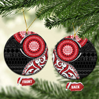 New Zealand Red Maori Koru Simple Style Ceramic Ornament LT05 Circle Red - Polynesian Pride
