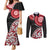 New Zealand Red Maori Koru Simple Style Couples Matching Mermaid Dress and Long Sleeve Button Shirt