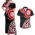 New Zealand Red Maori Koru Simple Style Couples Matching Off Shoulder Maxi Dress and Hawaiian Shirt