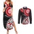 New Zealand Red Maori Koru Simple Style Couples Matching Summer Maxi Dress and Long Sleeve Button Shirt