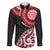 New Zealand Red Maori Koru Simple Style Family Matching Off The Shoulder Long Sleeve Dress and Hawaiian Shirt