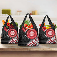 New Zealand Red Maori Koru Simple Style Grocery Bag LT05 3-pack One Size Red - Polynesian Pride