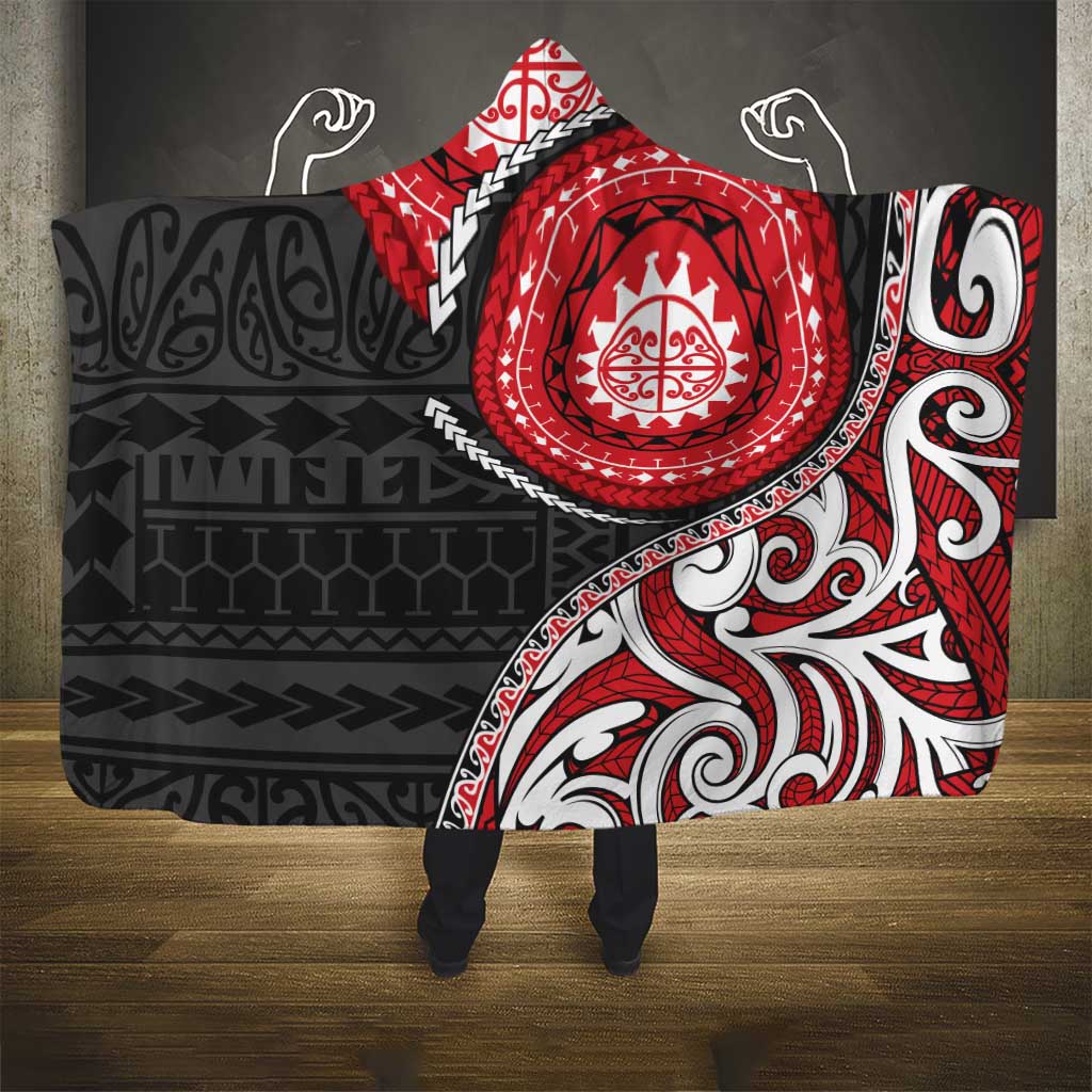 New Zealand Red Maori Koru Simple Style Hooded Blanket LT05 - Polynesian Pride