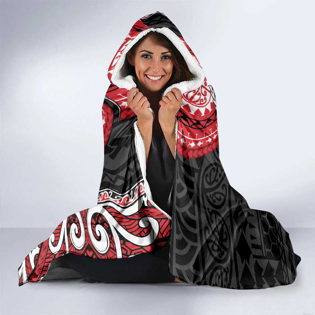 New Zealand Red Maori Koru Simple Style Hooded Blanket LT05 - Polynesian Pride