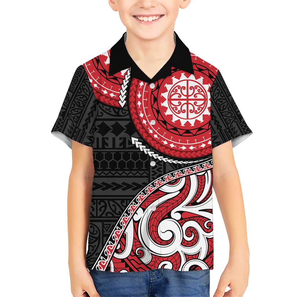 New Zealand Red Maori Koru Simple Style Kid Hawaiian Shirt