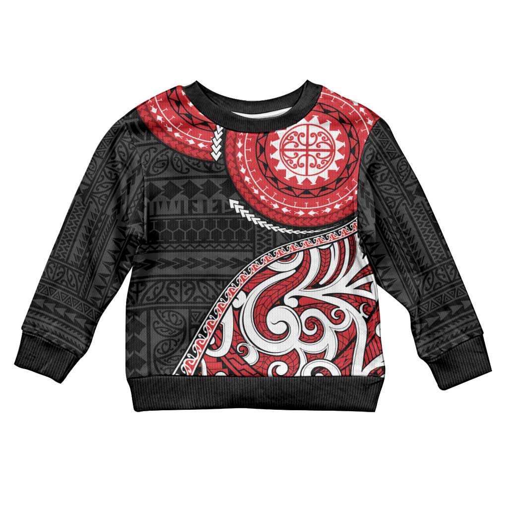 New Zealand Red Maori Koru Simple Style Kid Ugly Christmas Sweater LT05 Kid Red - Polynesian Pride