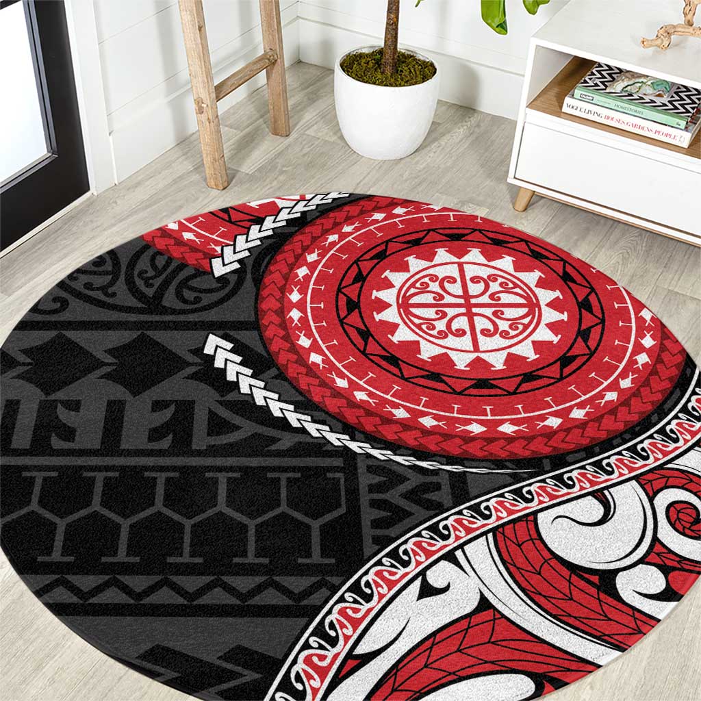New Zealand Red Maori Koru Simple Style Round Carpet LT05 Red - Polynesian Pride