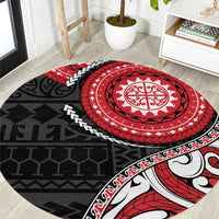 New Zealand Red Maori Koru Simple Style Round Carpet LT05 Red - Polynesian Pride