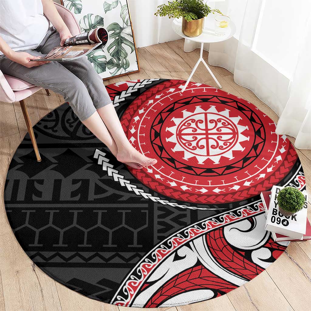 New Zealand Red Maori Koru Simple Style Round Carpet LT05 - Polynesian Pride