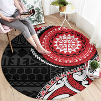 New Zealand Red Maori Koru Simple Style Round Carpet LT05 - Polynesian Pride