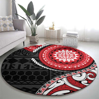New Zealand Red Maori Koru Simple Style Round Carpet LT05 - Polynesian Pride
