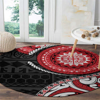 New Zealand Red Maori Koru Simple Style Round Carpet LT05 - Polynesian Pride