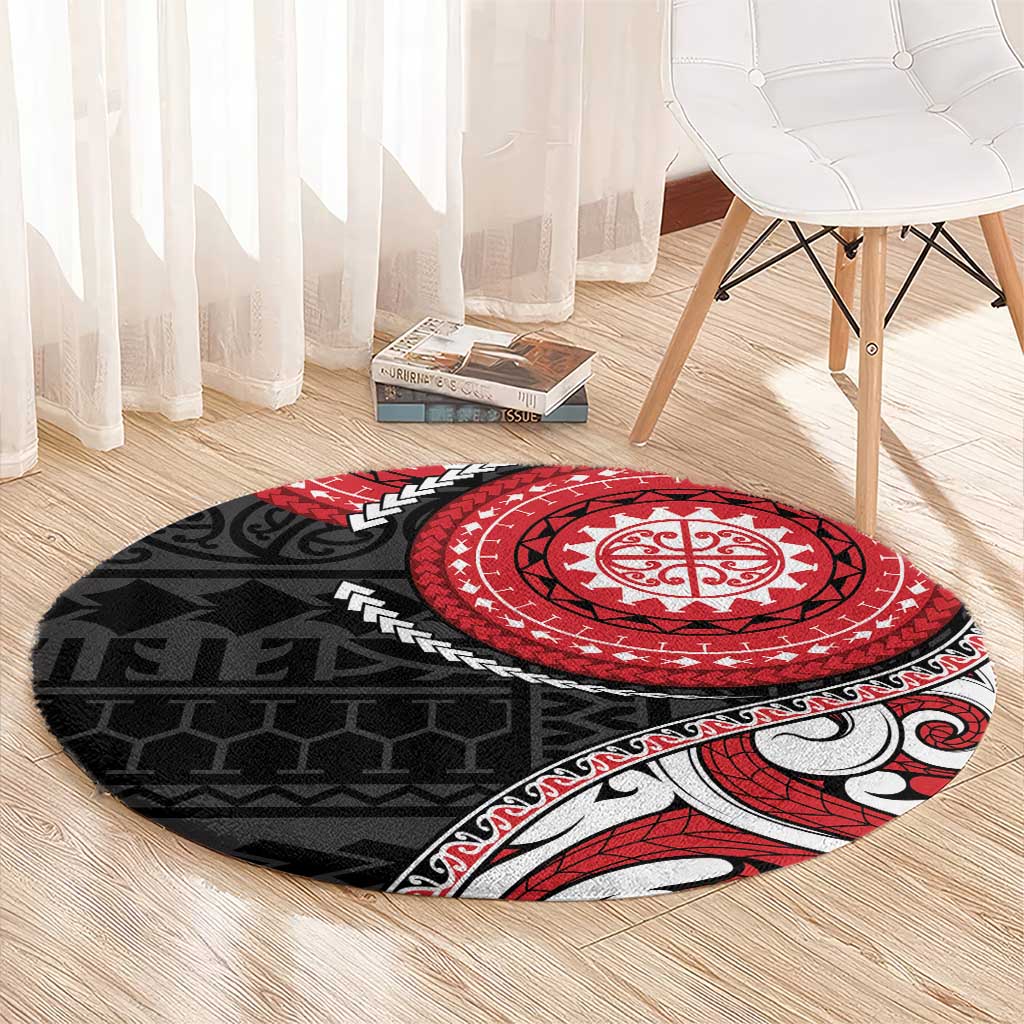 New Zealand Red Maori Koru Simple Style Round Carpet LT05 - Polynesian Pride