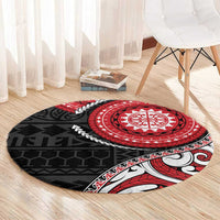New Zealand Red Maori Koru Simple Style Round Carpet LT05 - Polynesian Pride