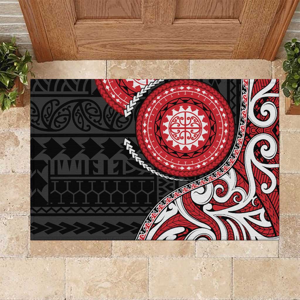 New Zealand Red Maori Koru Simple Style Rubber Doormat LT05 Red - Polynesian Pride