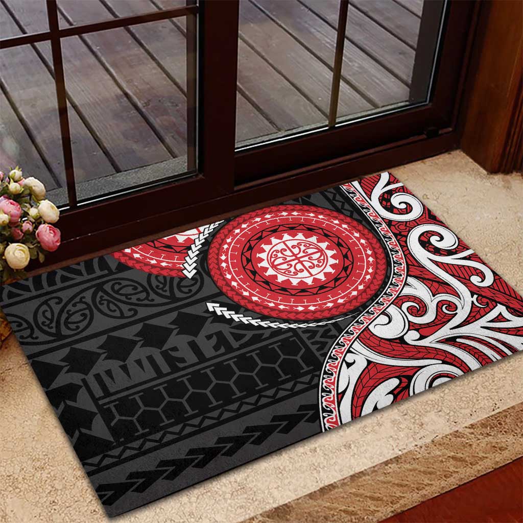 New Zealand Red Maori Koru Simple Style Rubber Doormat LT05 - Polynesian Pride