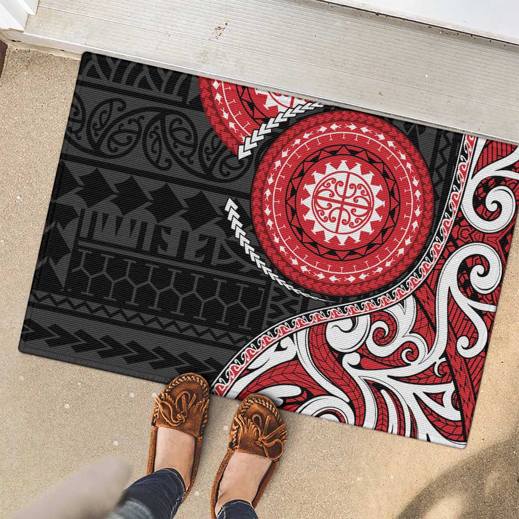 New Zealand Red Maori Koru Simple Style Rubber Doormat LT05 - Polynesian Pride