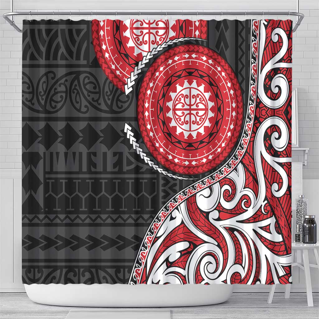 New Zealand Red Maori Koru Simple Style Shower Curtain LT05 - Polynesian Pride