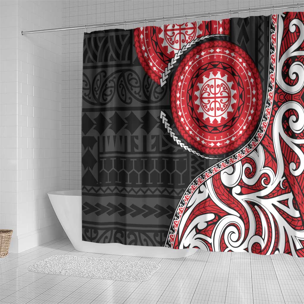 New Zealand Red Maori Koru Simple Style Shower Curtain LT05 - Polynesian Pride