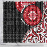 New Zealand Red Maori Koru Simple Style Shower Curtain LT05 - Polynesian Pride