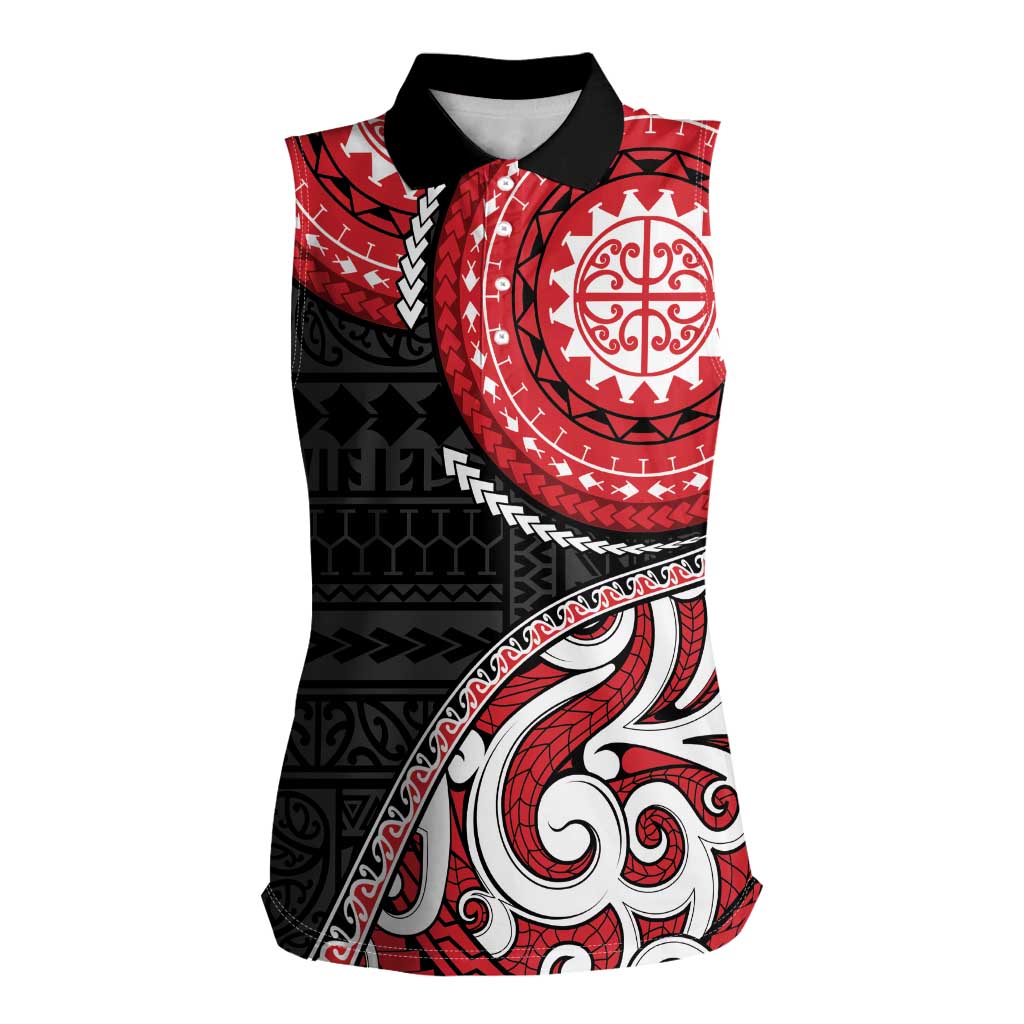 New Zealand Red Maori Koru Simple Style Women Sleeveless Polo Shirt