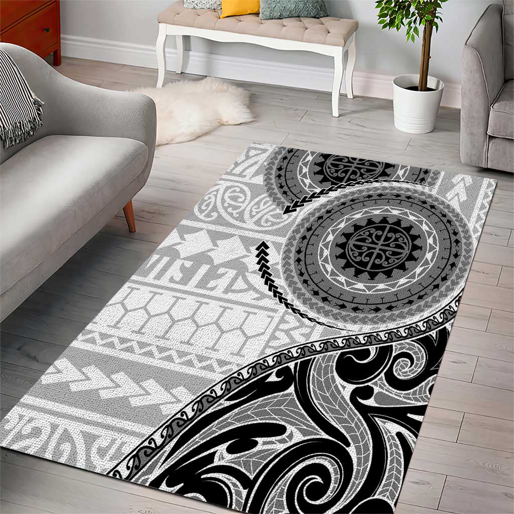 New Zealand White Maori Koru Simple Style Area Rug LT05 - Polynesian Pride