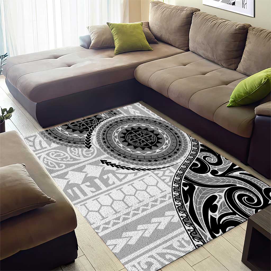 New Zealand White Maori Koru Simple Style Area Rug LT05 - Polynesian Pride