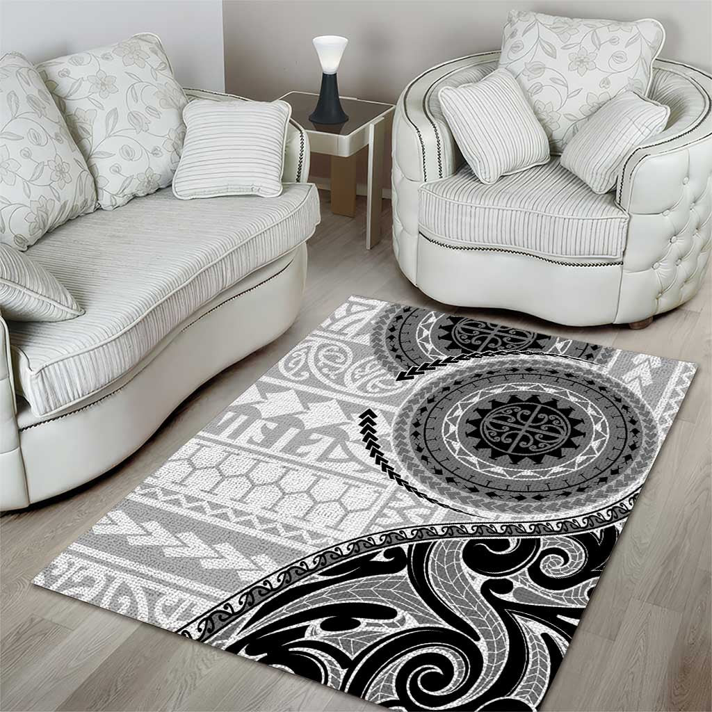 New Zealand White Maori Koru Simple Style Area Rug LT05 - Polynesian Pride
