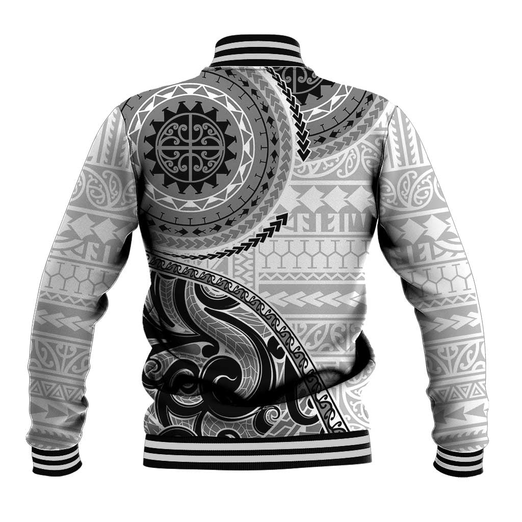 New Zealand White Maori Koru Simple Style Baseball Jacket LT05 - Polynesian Pride