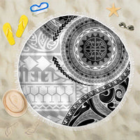 New Zealand White Maori Koru Simple Style Beach Blanket LT05 One Size 150cm White - Polynesian Pride
