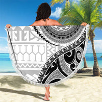 New Zealand White Maori Koru Simple Style Beach Blanket LT05 - Polynesian Pride