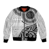New Zealand White Maori Koru Simple Style Bomber Jacket LT05 Unisex White - Polynesian Pride