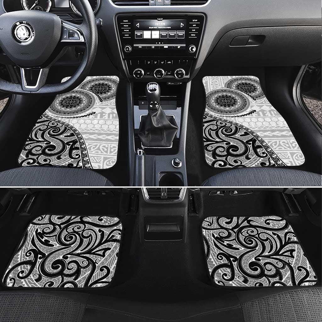 New Zealand White Maori Koru Simple Style Car Mats LT05 Set 4pcs White - Polynesian Pride