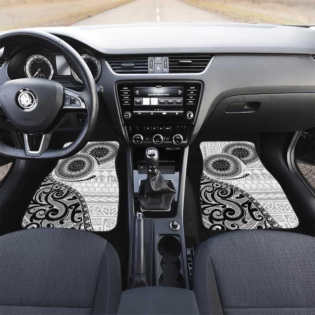 New Zealand White Maori Koru Simple Style Car Mats LT05 Set 2pcs - Front White - Polynesian Pride