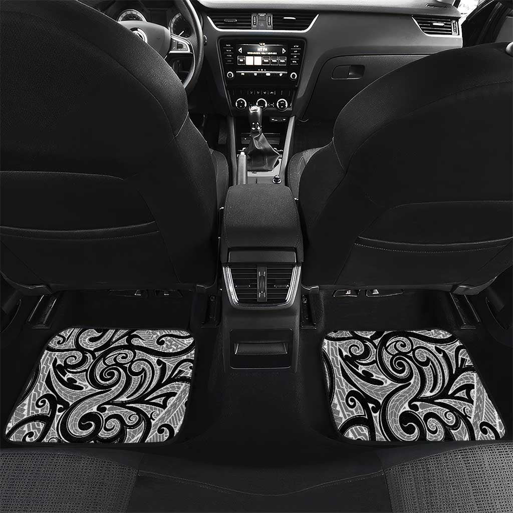 New Zealand White Maori Koru Simple Style Car Mats LT05 Set 2pcs - Back White - Polynesian Pride