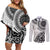 New Zealand White Maori Koru Simple Style Couples Matching Off Shoulder Short Dress and Long Sleeve Button Shirt