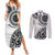 New Zealand White Maori Koru Simple Style Couples Matching Summer Maxi Dress and Long Sleeve Button Shirt