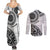 New Zealand White Maori Koru Simple Style Couples Matching Summer Maxi Dress and Long Sleeve Button Shirt